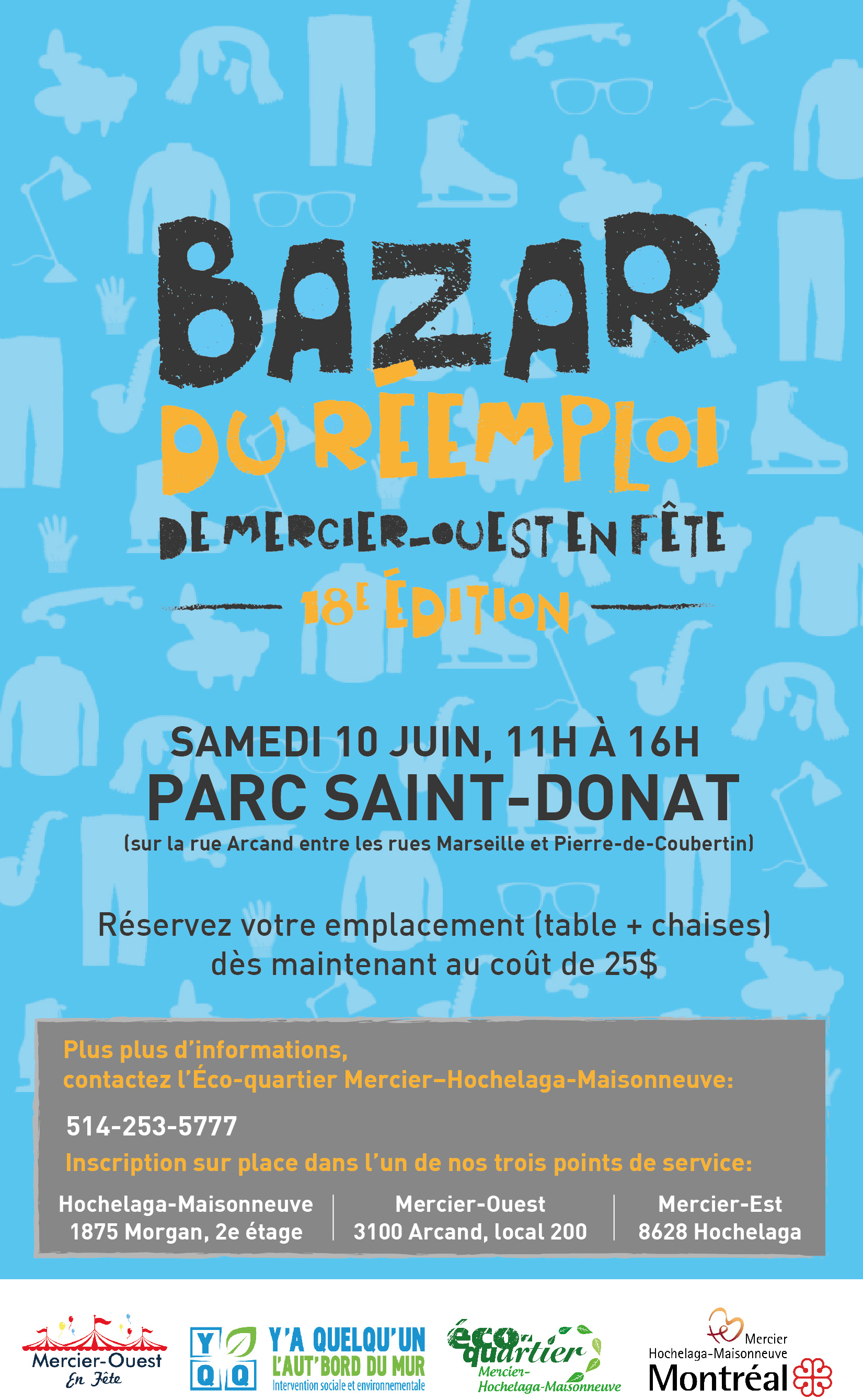 Affiche promotionnelle du bazar du réemploi de Mercier-Ouest en fête