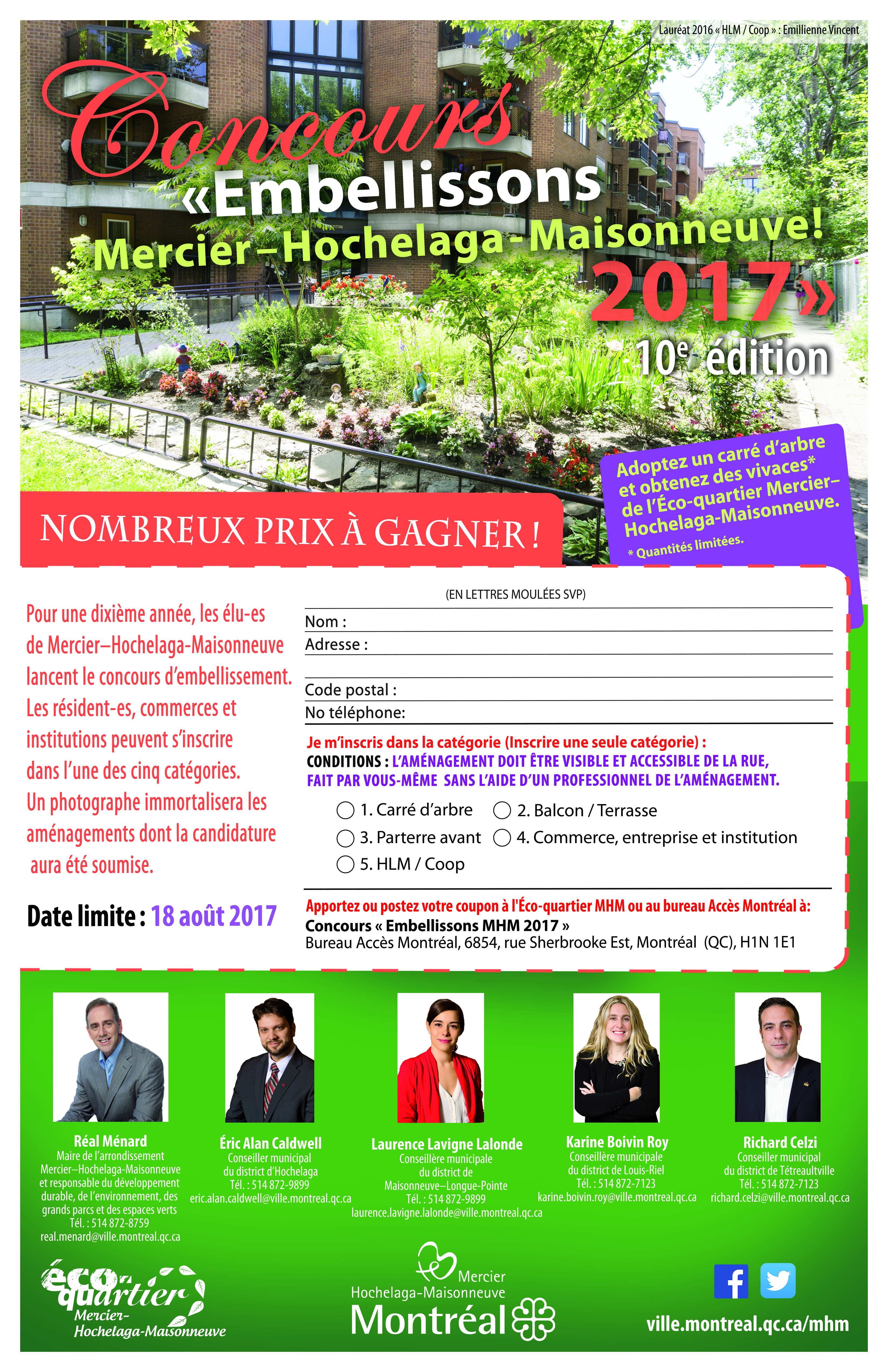 Affiche de promotion du concours d'embellissement de Mercier-Hochelaga-Maisonneuve